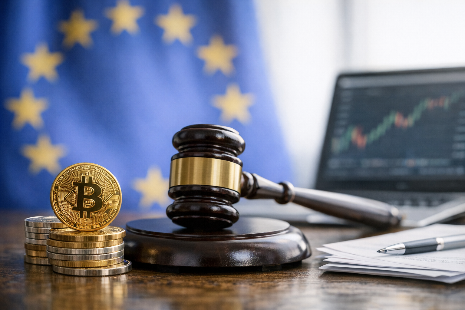 MiCA等监管框架推进，使欧盟加密行业进入更强调牌照与合规的阶段（示意图）