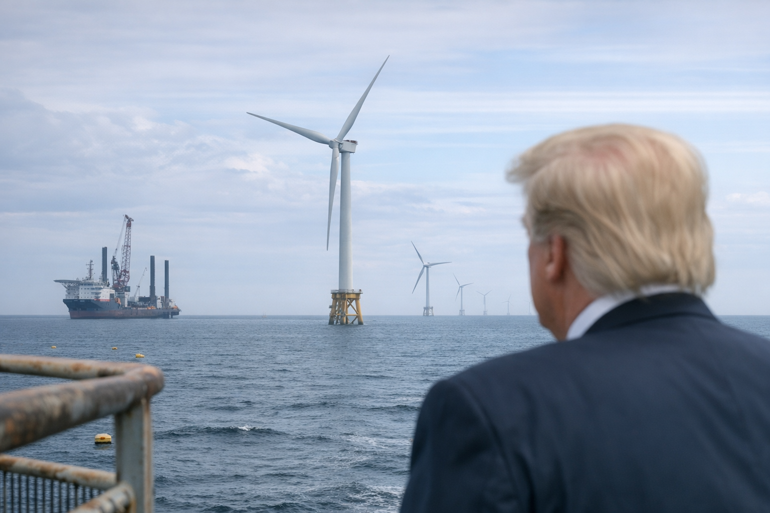 美国近海海上风电场与维护船只示意